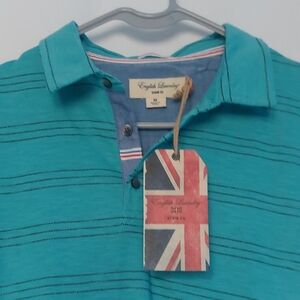 English Laundry Blue Polo Shirt with Tonal Stripes Size M